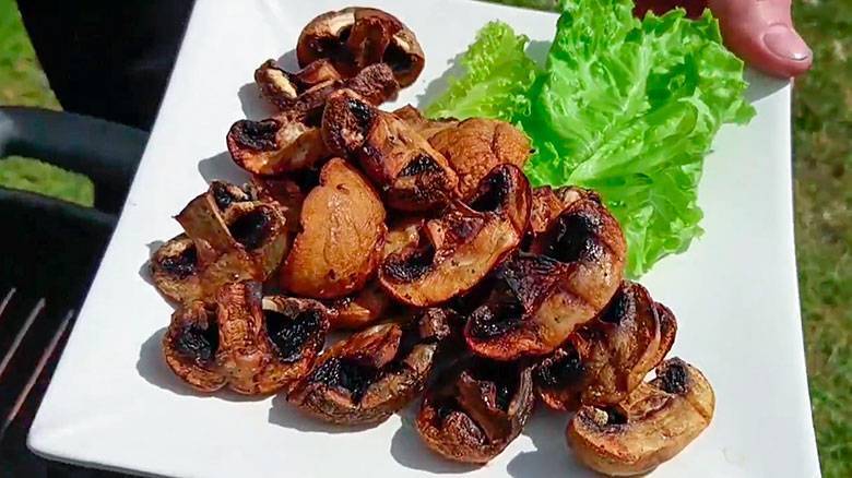 Ароматные шампиньоны на мангале — как вкусно приготовить грибной шашлык
